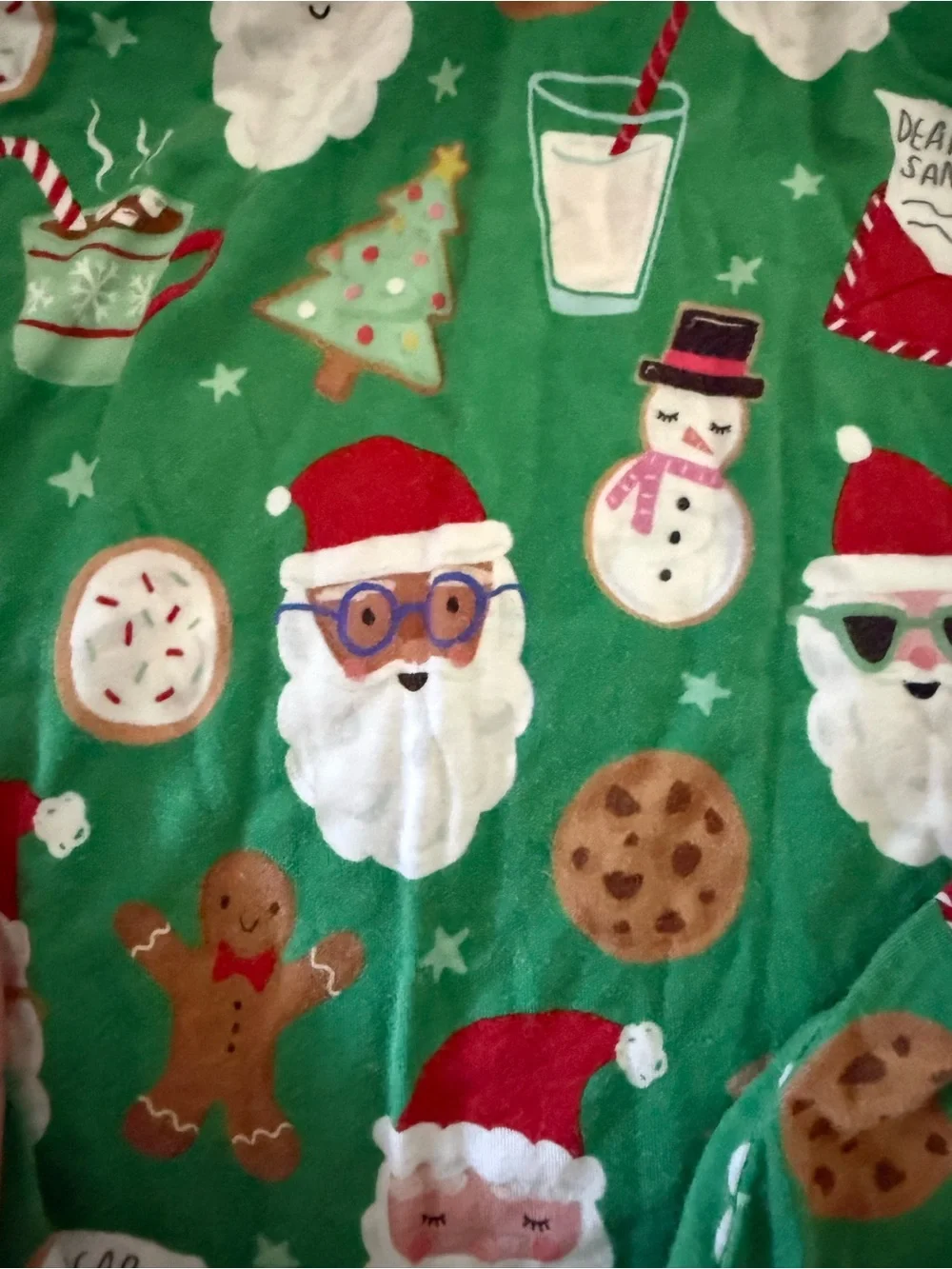 Little Sleepies Green Santa & Snowman Holiday Pajama Set with Red Trim